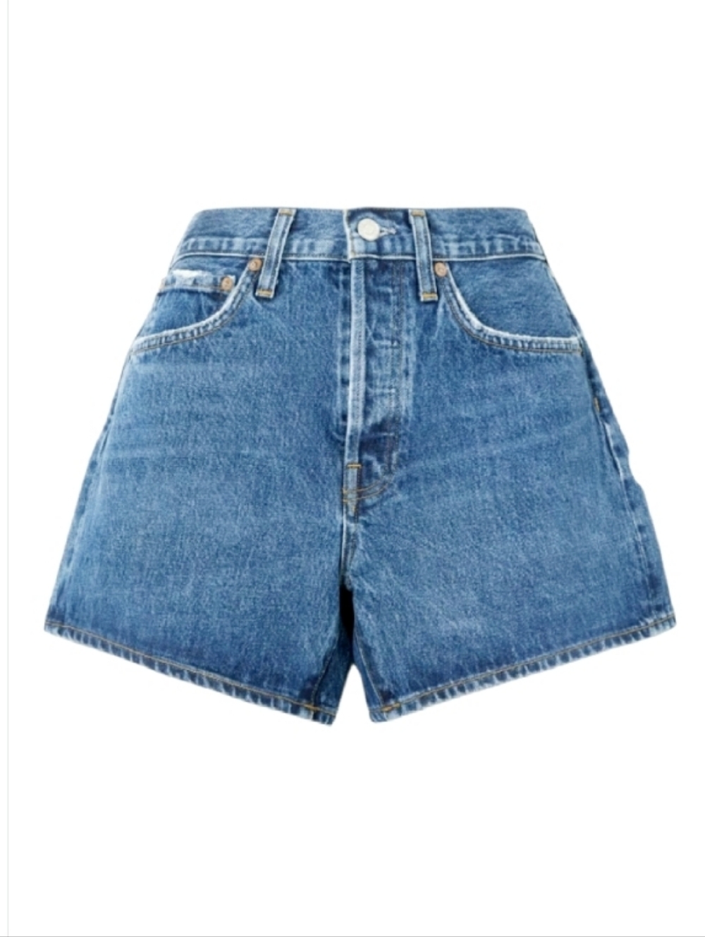 Agolde Parker Long Clean Organic Cotton  High-Rise Denim Shorts Medium Blue Wash